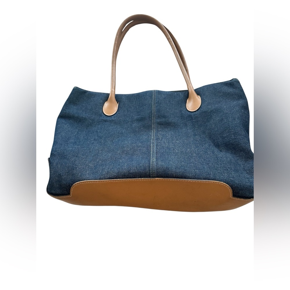 Denim and Tan Tote Bag NWOT
